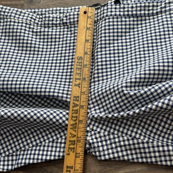 Theory Classic Skinny Mid Rise Pants Blue Gingham Womens 12 Viscose Stretch USA - Picture 10 of 13